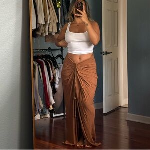 JLux Label Linen Slit Skirt